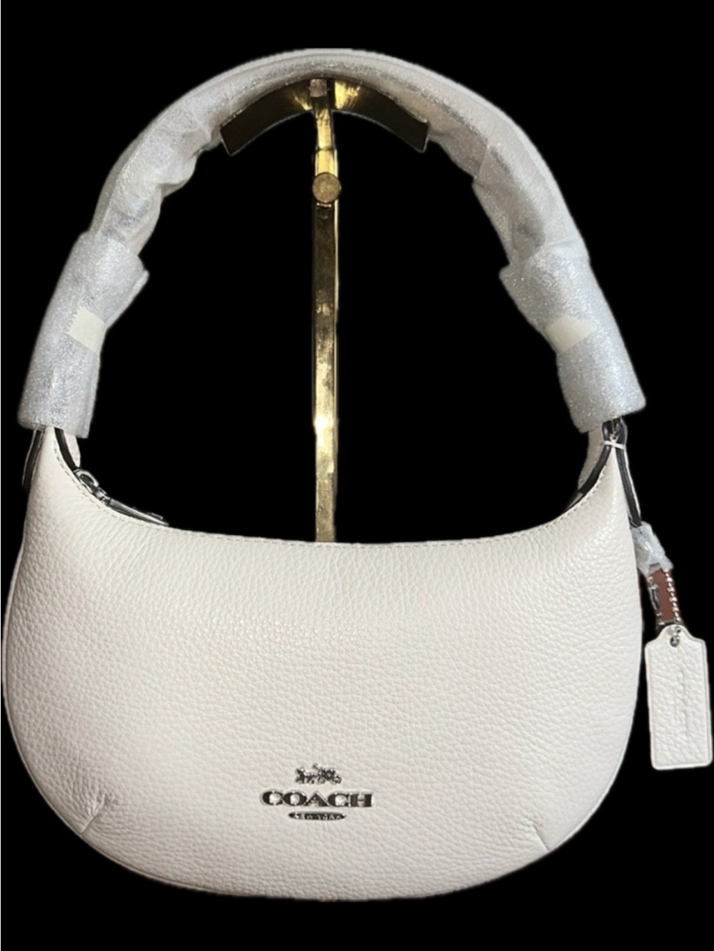 Coach Peyton Pebbled Leather Chalk Crescent Hobo Shoulder Bag w/ Hang Tag - NWT